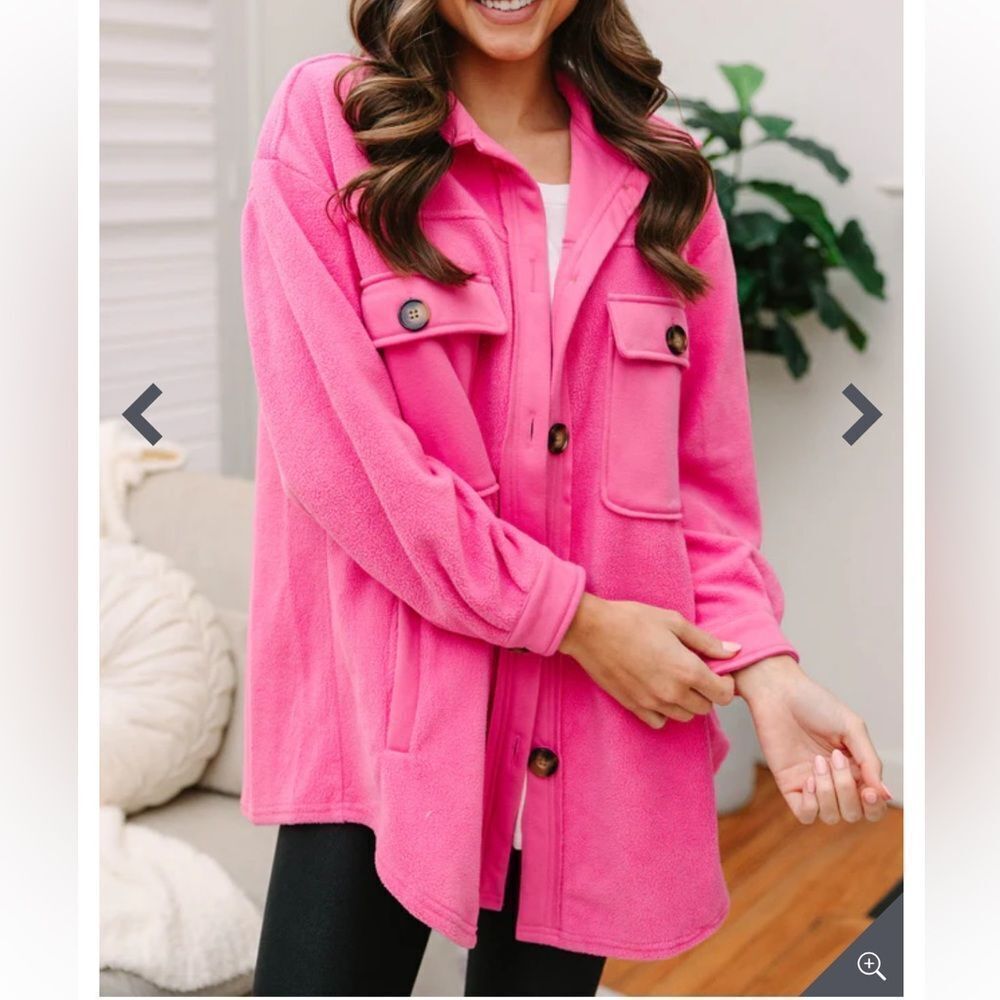 ODDY What I Like Bubble Gum Pink Fleece Shacket bubblegum Barbie button down
